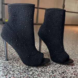 Aldo Black Textured Peep-Toe Heels